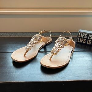 BCBGeneration Bejeweled Flat thong sandals - size 9